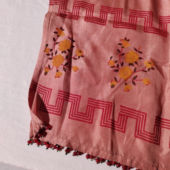 Amos Handcrafted For You Scarf Peach Colored Silk Scarf with Beads - Imperfect - Picture 11 of 16
